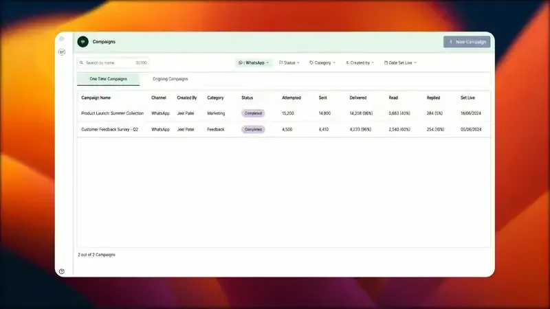 GrowOnBot WhatsApp Campaign and Template Dashboard
